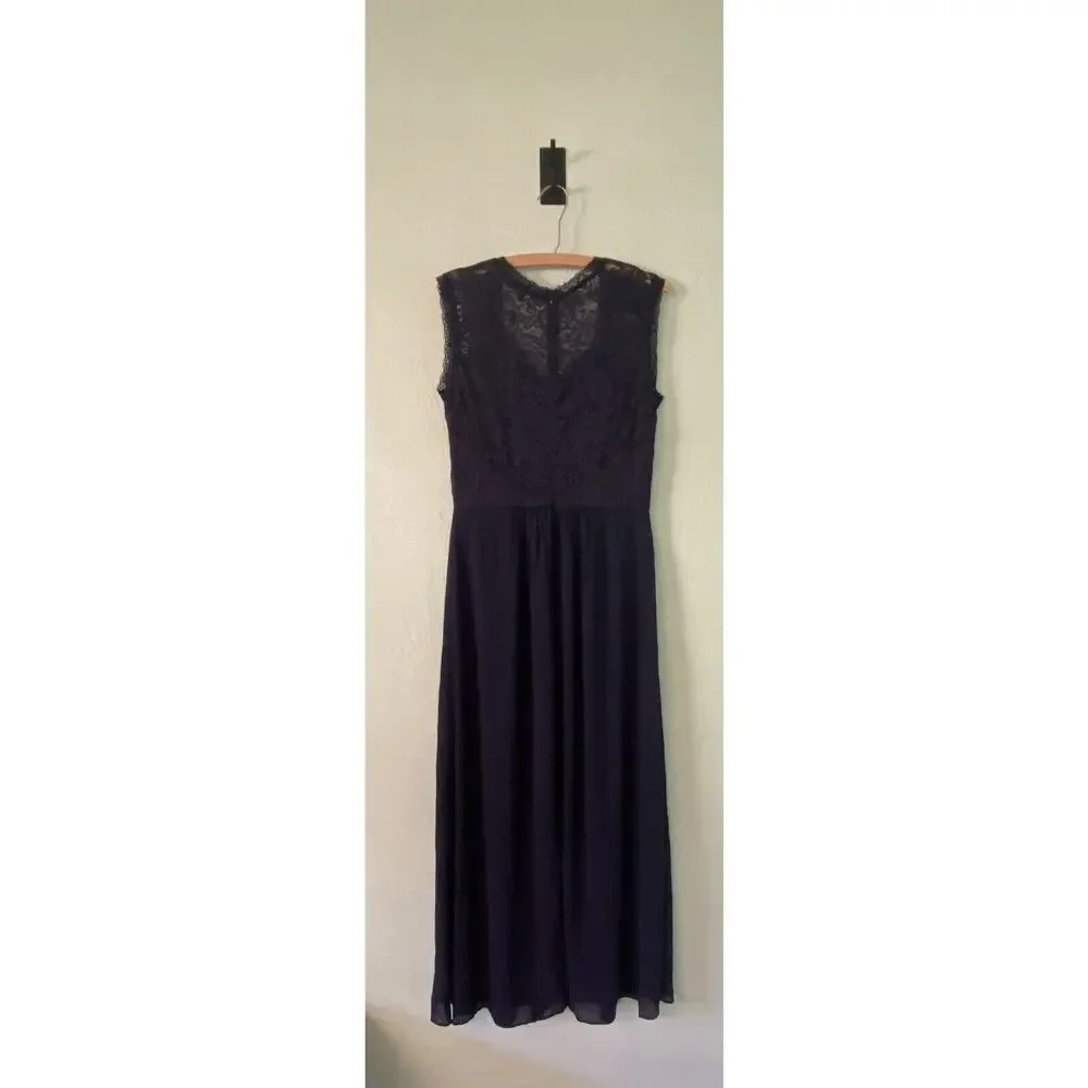 Miusol Women's Casual Deep- V Neck Sleeveless Vintage Wedding Maxi Dress XL Navy - Picture 2 of 9